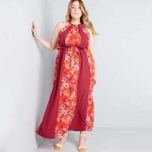 NWT ModCloth Illuminated Elegance Floral Halter Maxi Dress